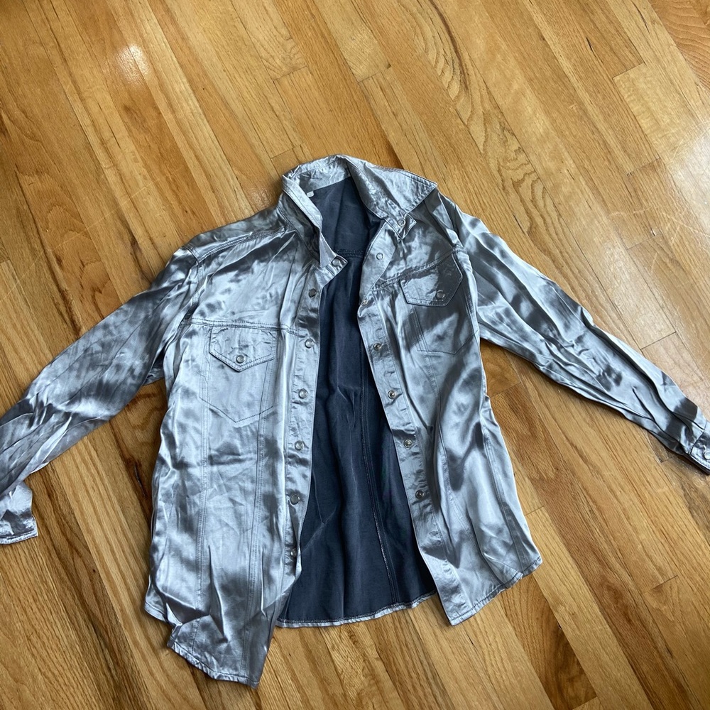 Metallic- looking button down top - Picture 2 of 4